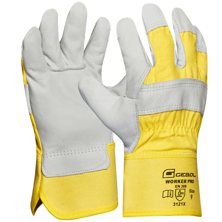 9 Gelb Premium-Rindsvollleder Gebol Handschuh Worker Pro Größe 